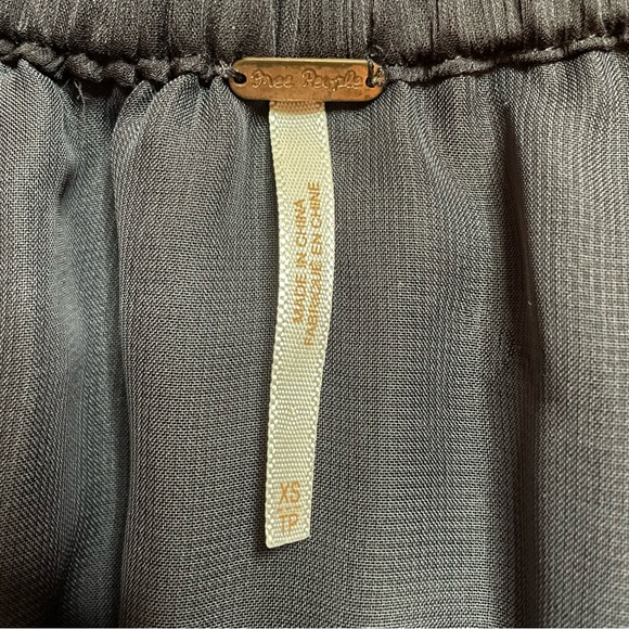 Free People Navy Solid Babydoll Ruffle Woven Off The Shoulder Mini Dress - Picture 4 of 8